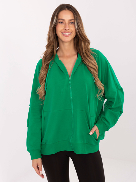 Zielona rozpinana bluza oversize z kapturem