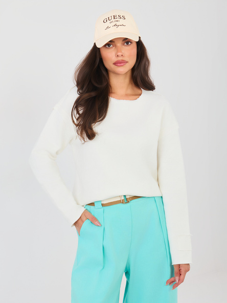 Ecru krótka bluza oversize bez kaptura NATURAL SIDE