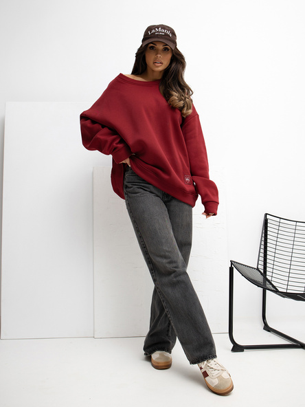 Bordowa bluza basic o kroju oversize  RUE PARIS
