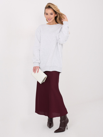 Jasnoszara długa bluza basic z bawełny