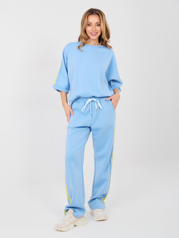 Jasnoniebieska bluza oversize z lampasami RUE PARIS