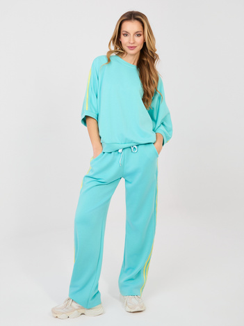 Turkusowa bluza oversize z rękawem 3/4 RUE PARIS