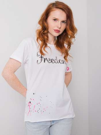 Biały t-shirt z napisem Raven