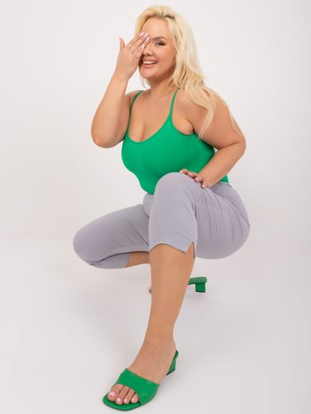 Jasnoszare spodnie 3/4 plus size z gumką w pasie