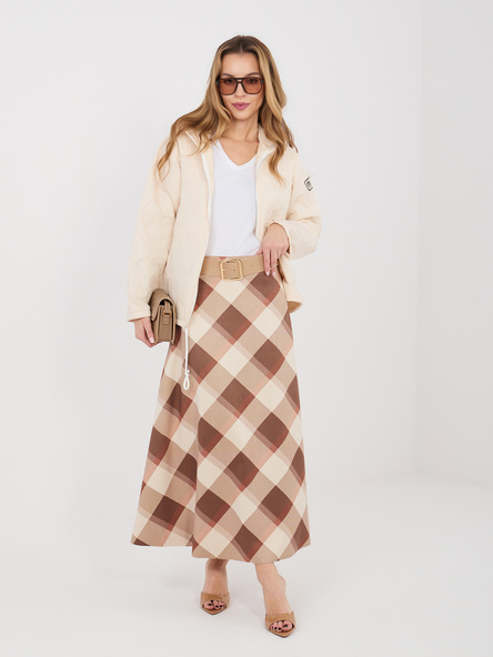 Brązowa maxi spódnica w kratę