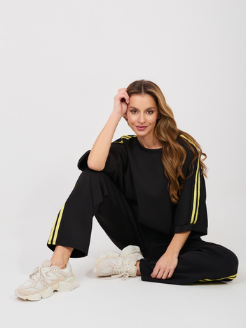 Czarny dwuczęściowy komplet z miękkiego materiału RUE PARIS