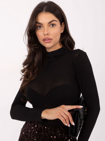 Czarna dopasowana bluzka z kaszmirem