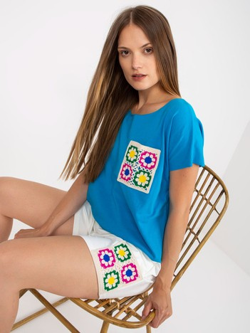 Niebieski dwuczęściowy komplet letni z szortami