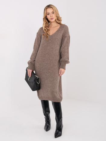 Fango sweterkowa sukienka z bufiastym rękawem