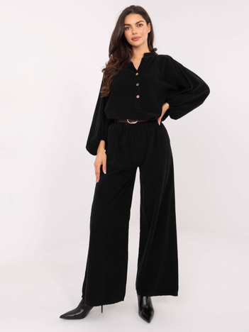 Czarne sztruksowe spodnie z kieszeniami