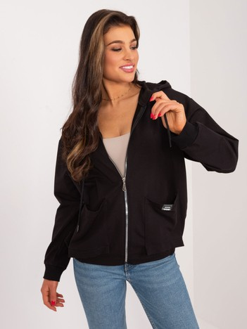 Czarna bawełniana bluza damska na suwak