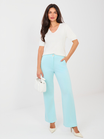 Miętowe damskie spodnie z prostą nogawką RUE PARIS