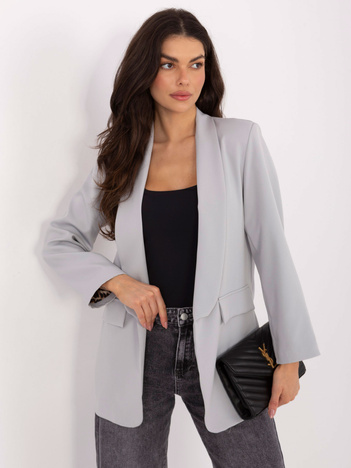 Jasnoszara damska marynarka bez zapięcia