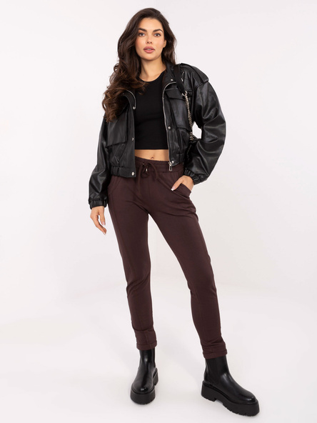 Ciemnobrązowe dresowe spodnie z wiązaniem BASIC FEEL GOOD