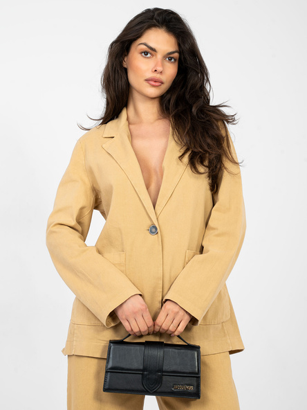 Camelowa jeansowa marynarka oversize RUE PARIS