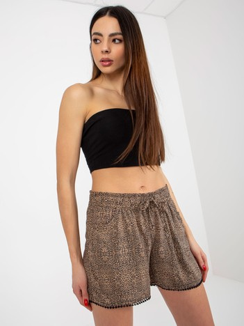 Brązowe lekkie szorty casualowe w panterkę FRESH MADE
