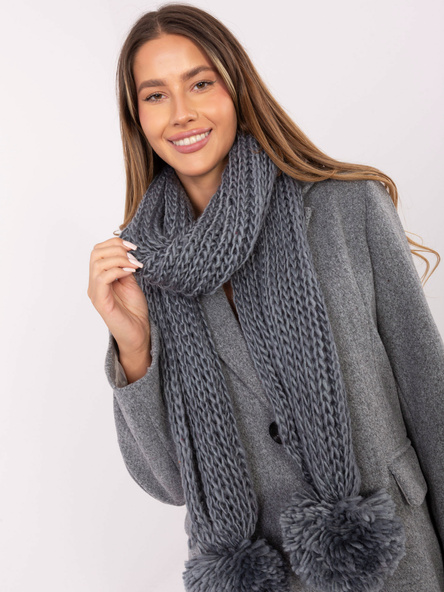 Szary długi szal damski