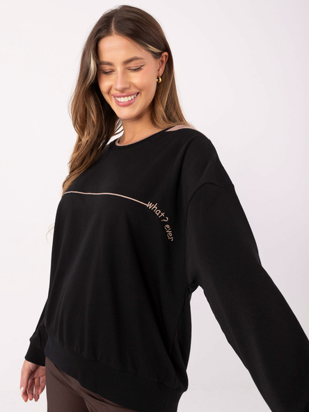 Czarna damska bluza oversize z haftem