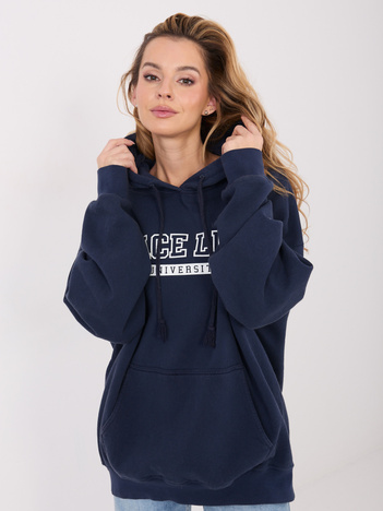 Granatowa damska bluza kangurka z kapturem