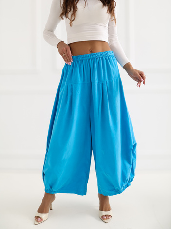 Niebieskie sztruksowe spodnie alladynki