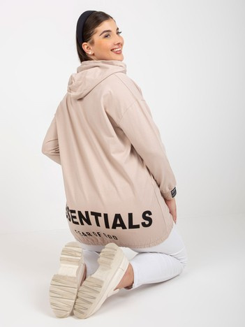 Beżowa rozpinana bluza plus size z kapturem