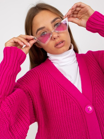 Fuksjowy długi kardigan z dużymi guzikami OCH BELLA