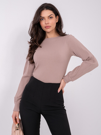 Ciemnobeżowa bluzka z długim rękawem RUE PARIS