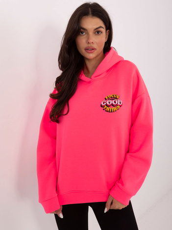 Fluo różowa ocieplana bluza z nadrukiem