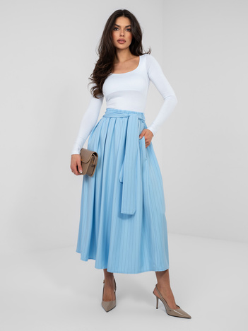 Pastelowa niebieska elegancka spódnica z wysokim stanem