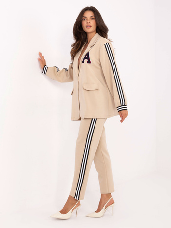 Beżowy dwuczęściowy komplet ze spodniami RUE PARIS