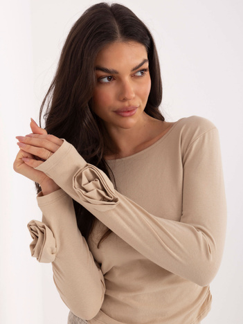 Beżowa dopasowana bluzka z bawełny