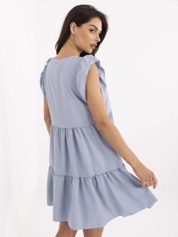 Jasnoniebieska krótka sukienka z dekoltem V Mirabelle RUE PARIS