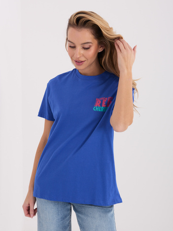 Ciemnoniebieski t-shirt z nadrukiem Cherry SUBLEVEL