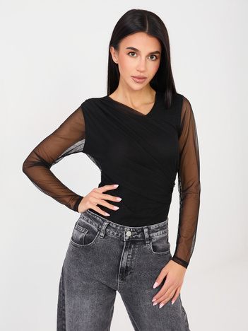 Czarne eleganckie body z siateczki