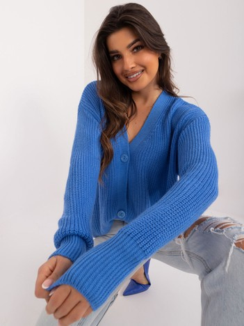 Niebieski sweter rozpinany ze ściągaczami RUE PARIS
