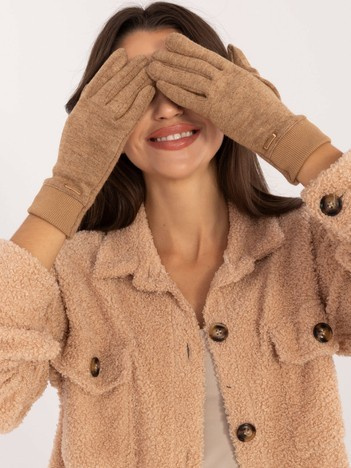 Camelowe dotykowe rękawiczki damskie