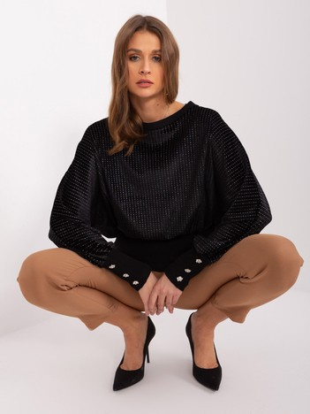 Czarna bluzka z ozdobnymi guzikami Brittany RUE PARIS