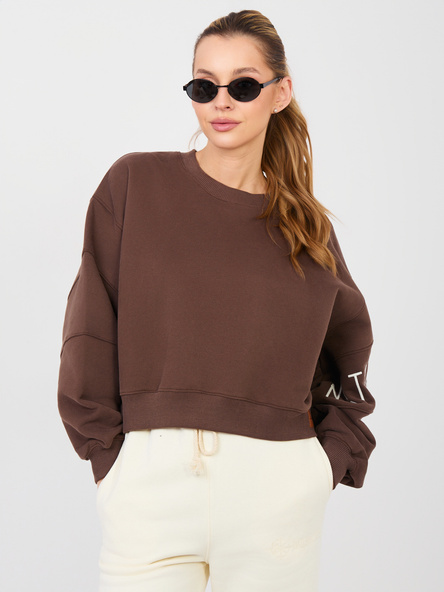 Brązowa dresowa bluza z bufiastymi rękawami NATURAL SIDE