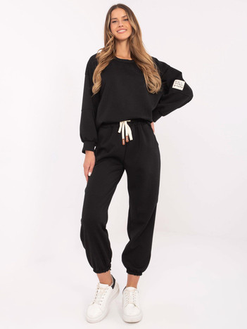 Czarny dwuczęściowy komplet z domieszką wiskozy
