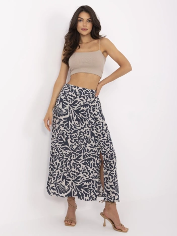 Granatowa trapezowa spódnica we wzory FRESH MADE