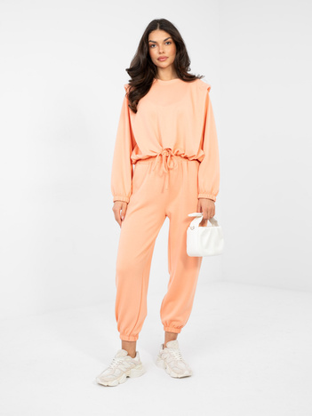 Jasnopomarańczowa krótka bluza z wiązaniem RUE PARIS