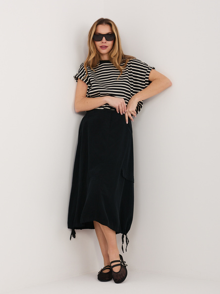 Czarna sztruksowa spódnica bez zapięcia RUE PARIS