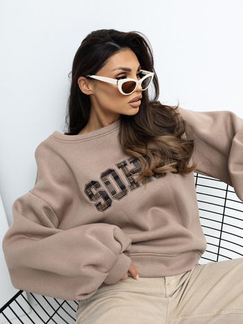 Ciemnobeżowa bluza z wycięciem na plecach RUE PARIS