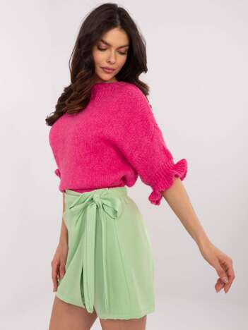 Fluo różowy sweter oversize z rękawem 3/4