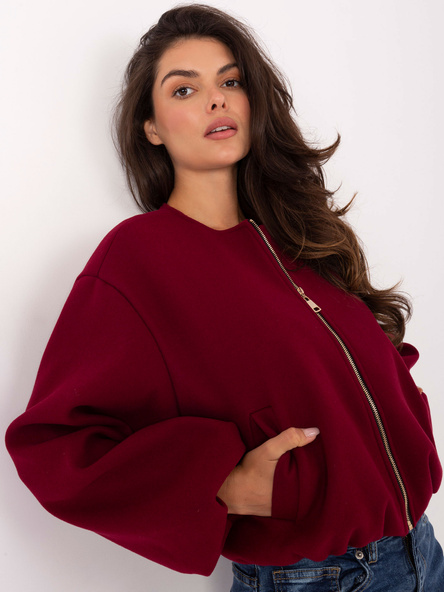 Bordowa kurtka balloon z kieszeniami