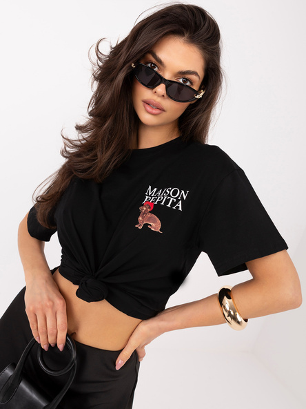 Czarny bawełniany t-shirt z napisem