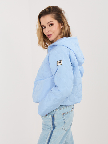 Jasnoniebieska pikowana kurtka z kapturem RUE PARIS