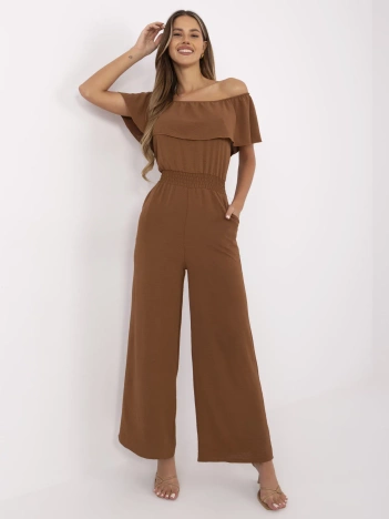 Jasnobrązowy kombinezon z gumką w pasie