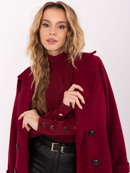 Bordowa elegancka bluzka z golfem RUE PARIS