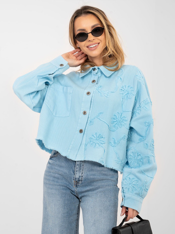 Jasnoniebieska jeansowa kurtka z kieszenią RUE PARIS